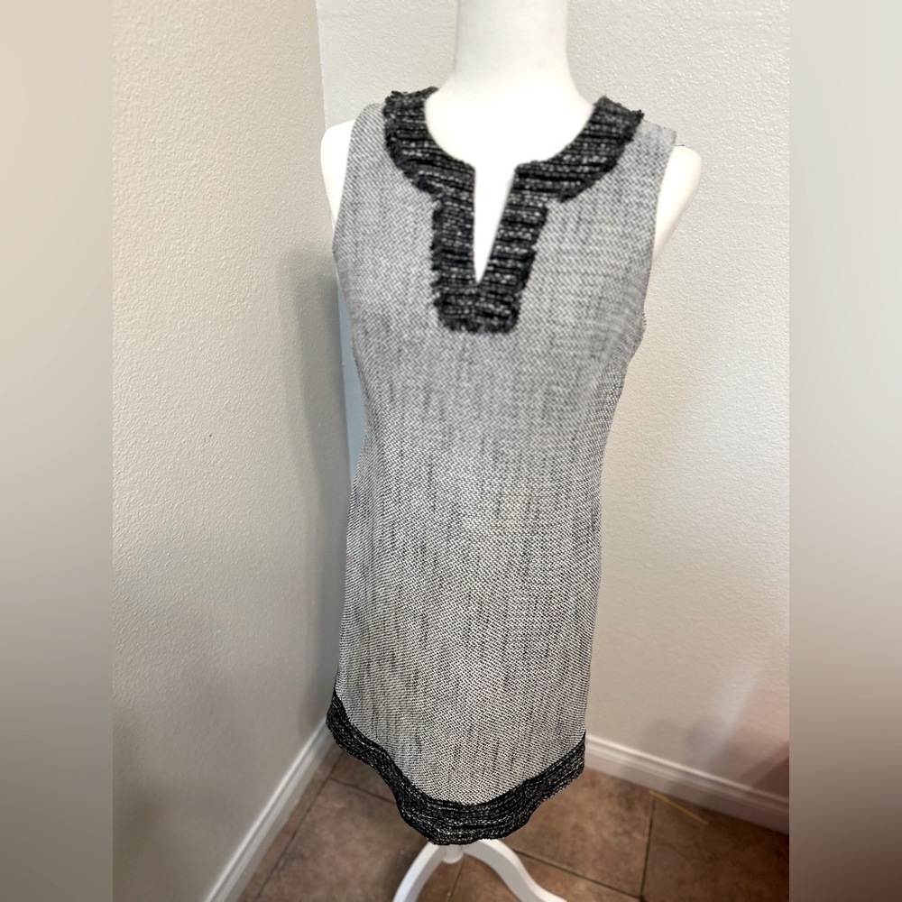 KARL LAGERFELD Gray Tweed Sleeves Classic Dress